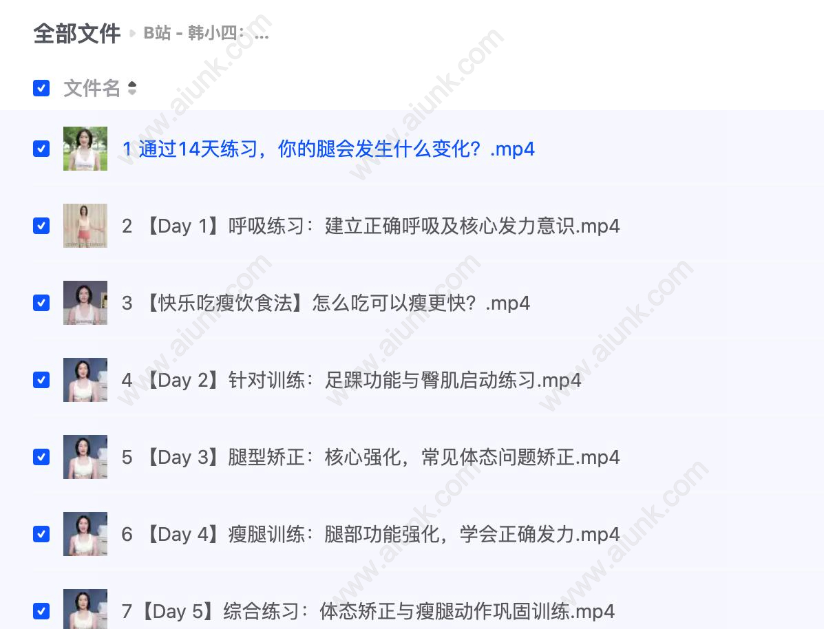 B站 - 韩小四:瘦腿直腿居家训练全方案