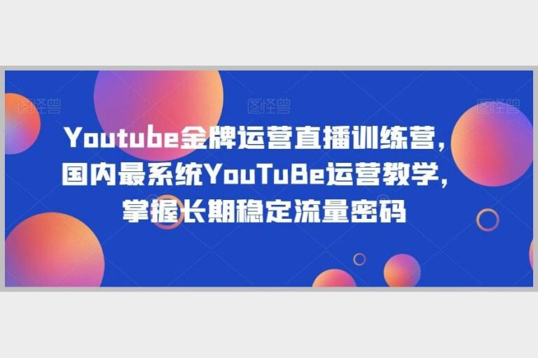 YouTube金牌运营直播训练营 国内最系统教学带你玩转长期流量密码