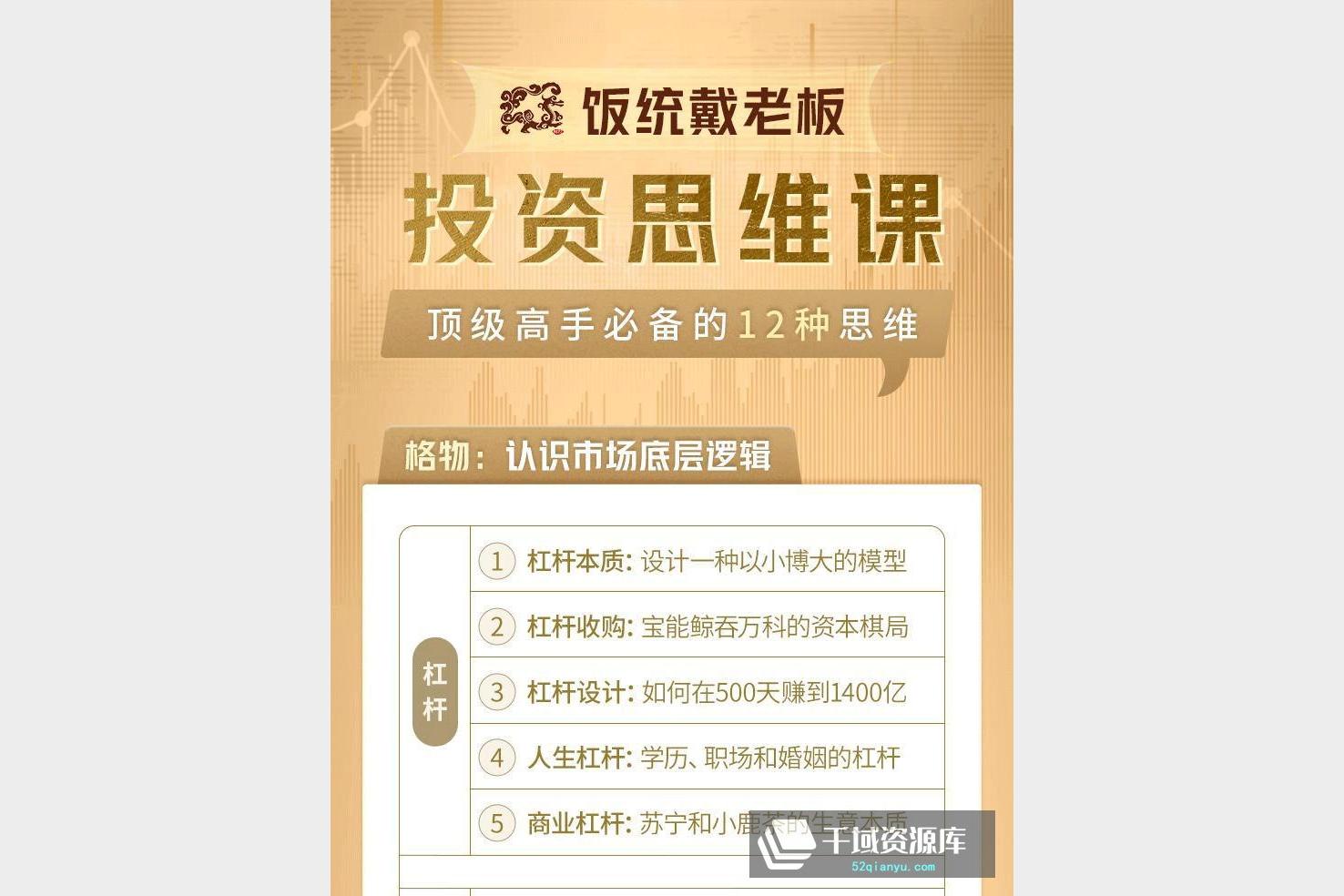 X221.饭统戴老板： 投资思维60讲