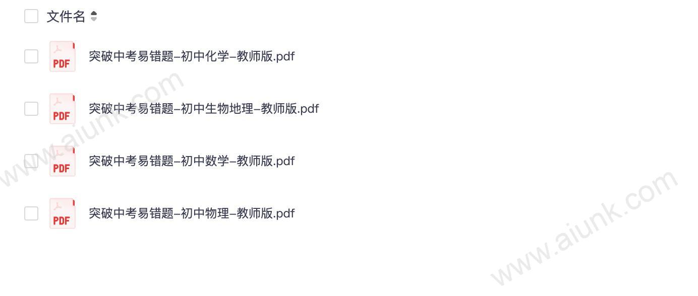 突破中考易错题-初中数学，生物，地理，物理，化学【教师版】